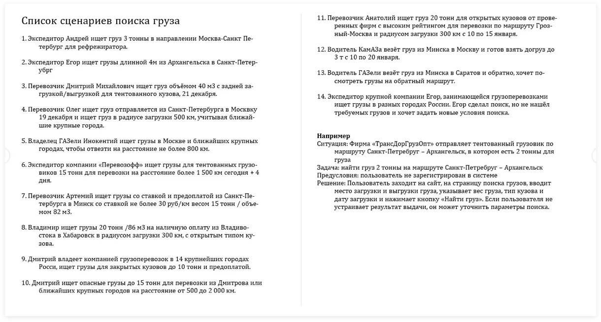 Список сценариев поиска груза | SobakaPav.ru