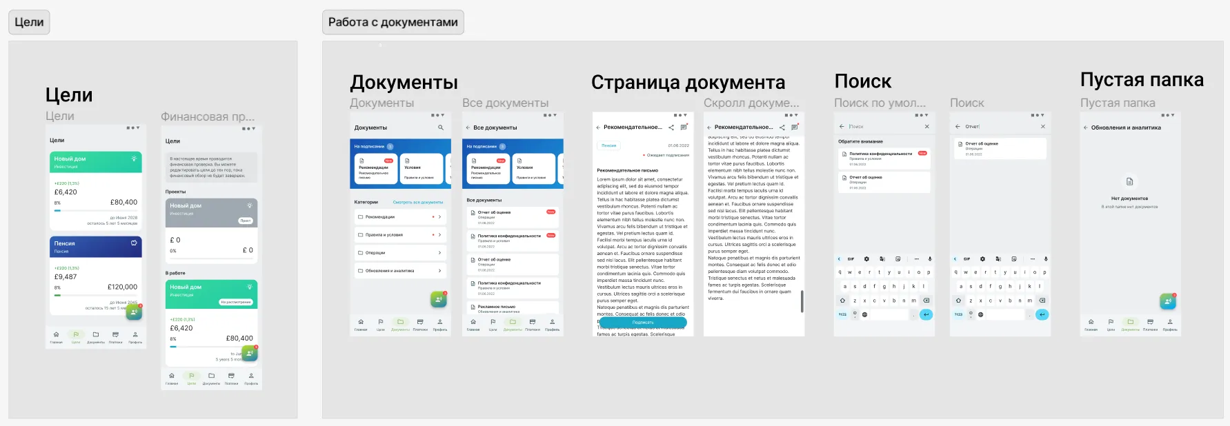Пример использования секций для структурирования макетов