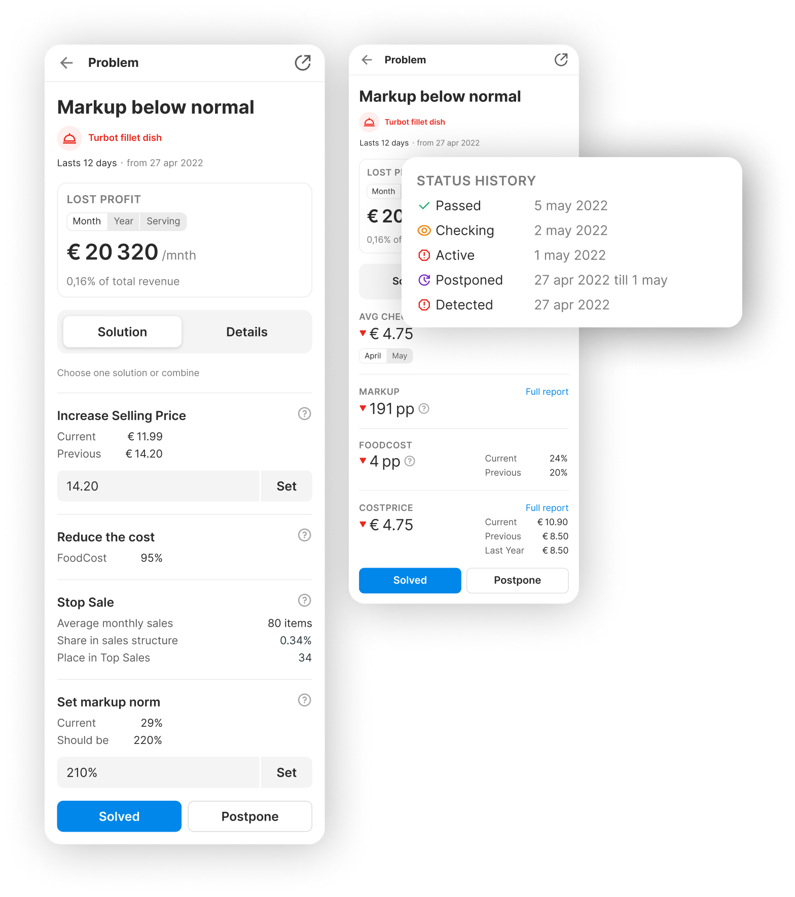 Собака Павлова || Система обнаруживает, когда позиция меню становится убыточной. 